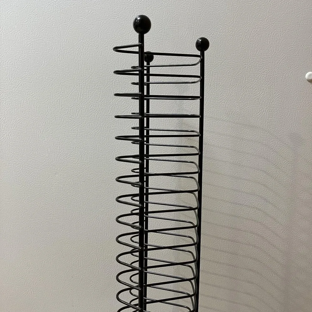 Vintage Black Metal Wire DVD Storage Rack Tower Free Standing 40 Capacity